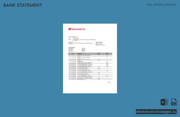 Beispiel eines Kontoauszugs der Banorte Bank aus Mexiko (Excel-Vorschau)